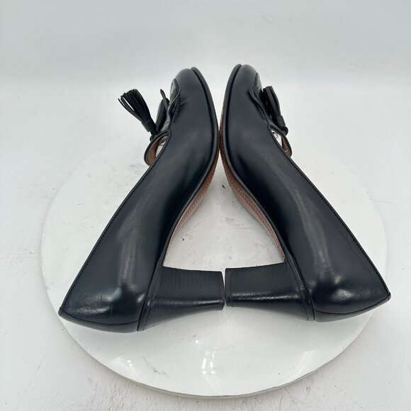 Gravati for Wilkes Bashford Women Size 8.5M Black Leather Tassel Heel shoes - Picture 6 of 12